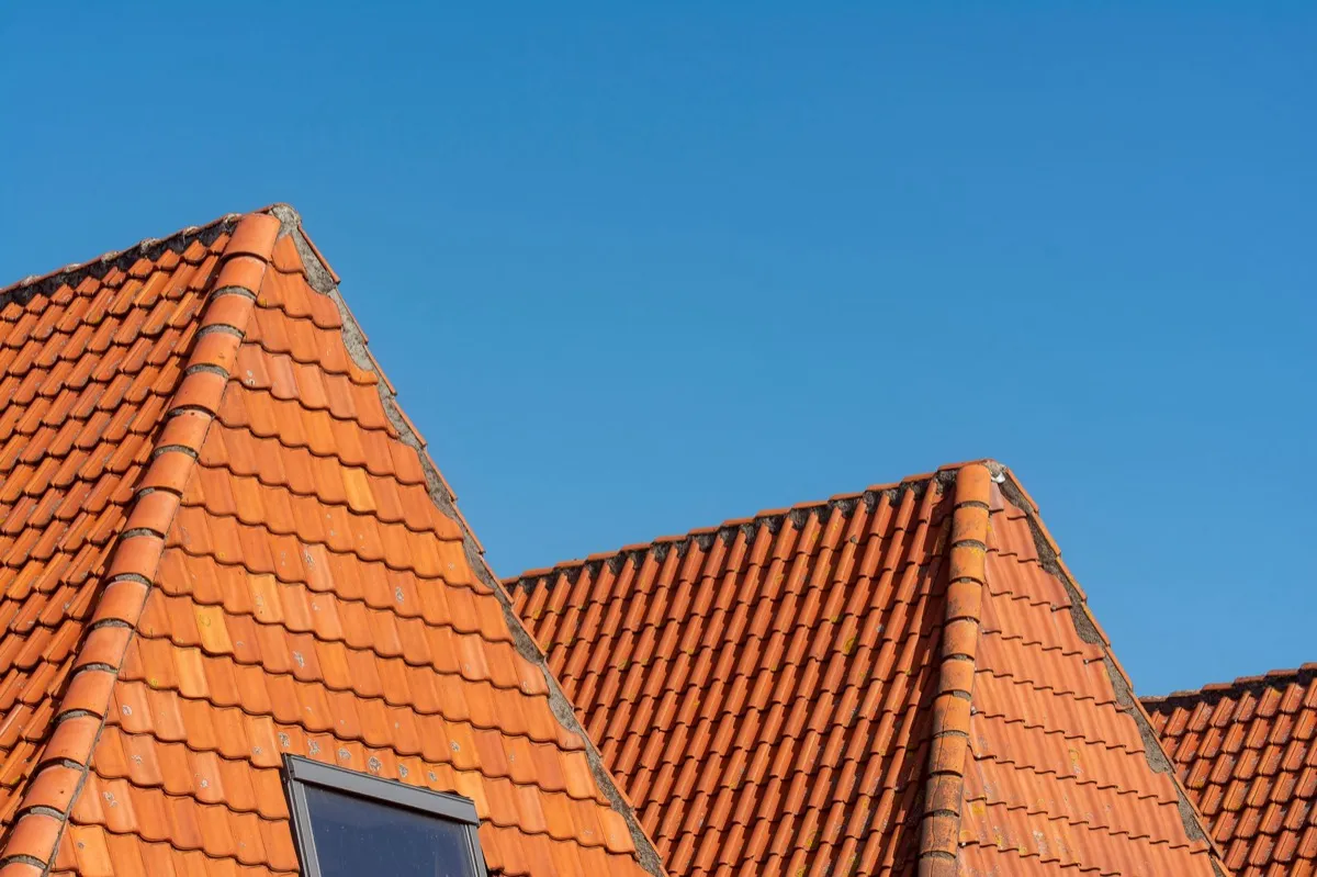 Clay barrel tile rooflines on homes in New Braunfels, TX